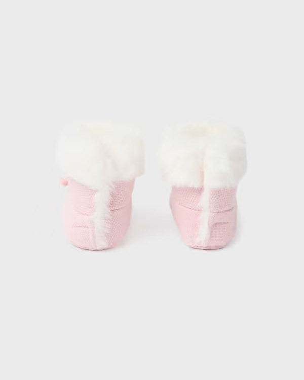 Stivaletto tricot pellicciotto neonata Mayoral Newborn rosa - ErreGiModaBimbo