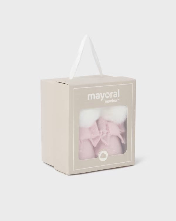 Stivaletto tricot pellicciotto neonata Mayoral Newborn rosa - ErreGiModaBimbo