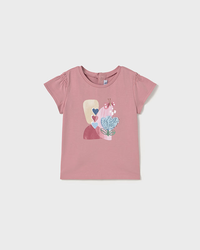 T-Shirt applicazione rilievo neonata Mayoral rosato Mayoral Rosato