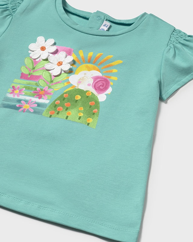 T-Shirt applicazione rilievo neonata Mayoral turchese Mayoral Acqua