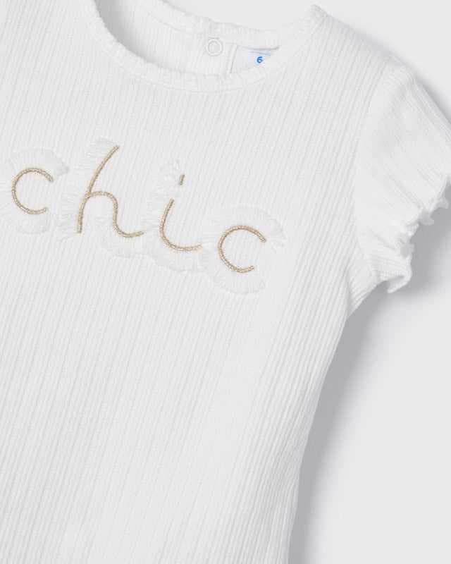 T-shirt arricciata bianca neonata Mayoral Chic - ErreGiModaBimbo