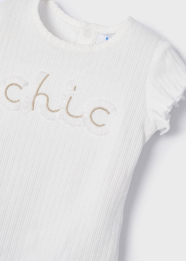 T-shirt arricciata bianca neonata Mayoral Chic - ErreGiModaBimbo
