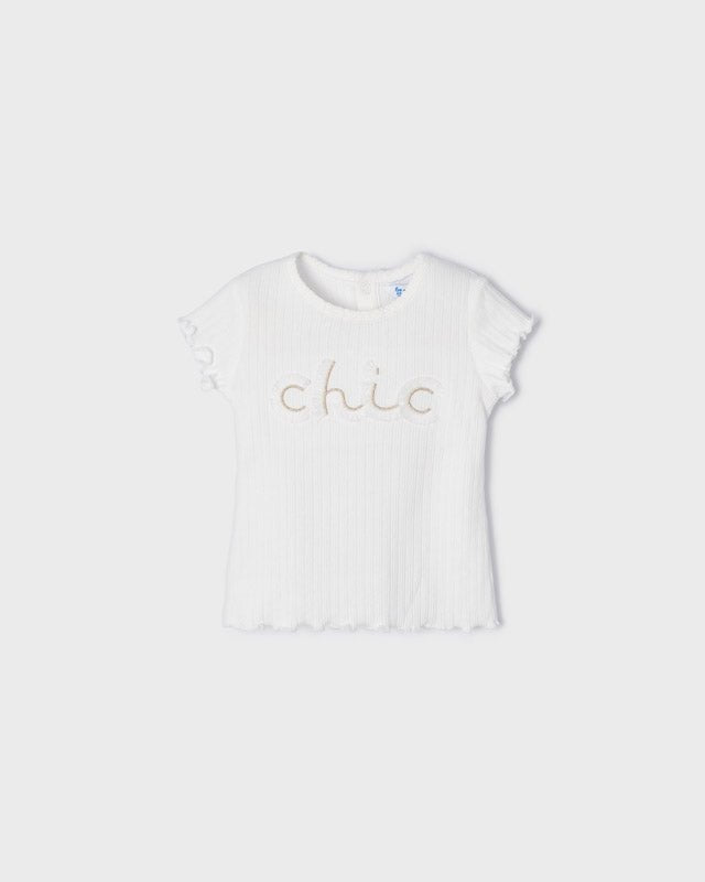 T-shirt arricciata bianca neonata Mayoral Chic - ErreGiModaBimbo