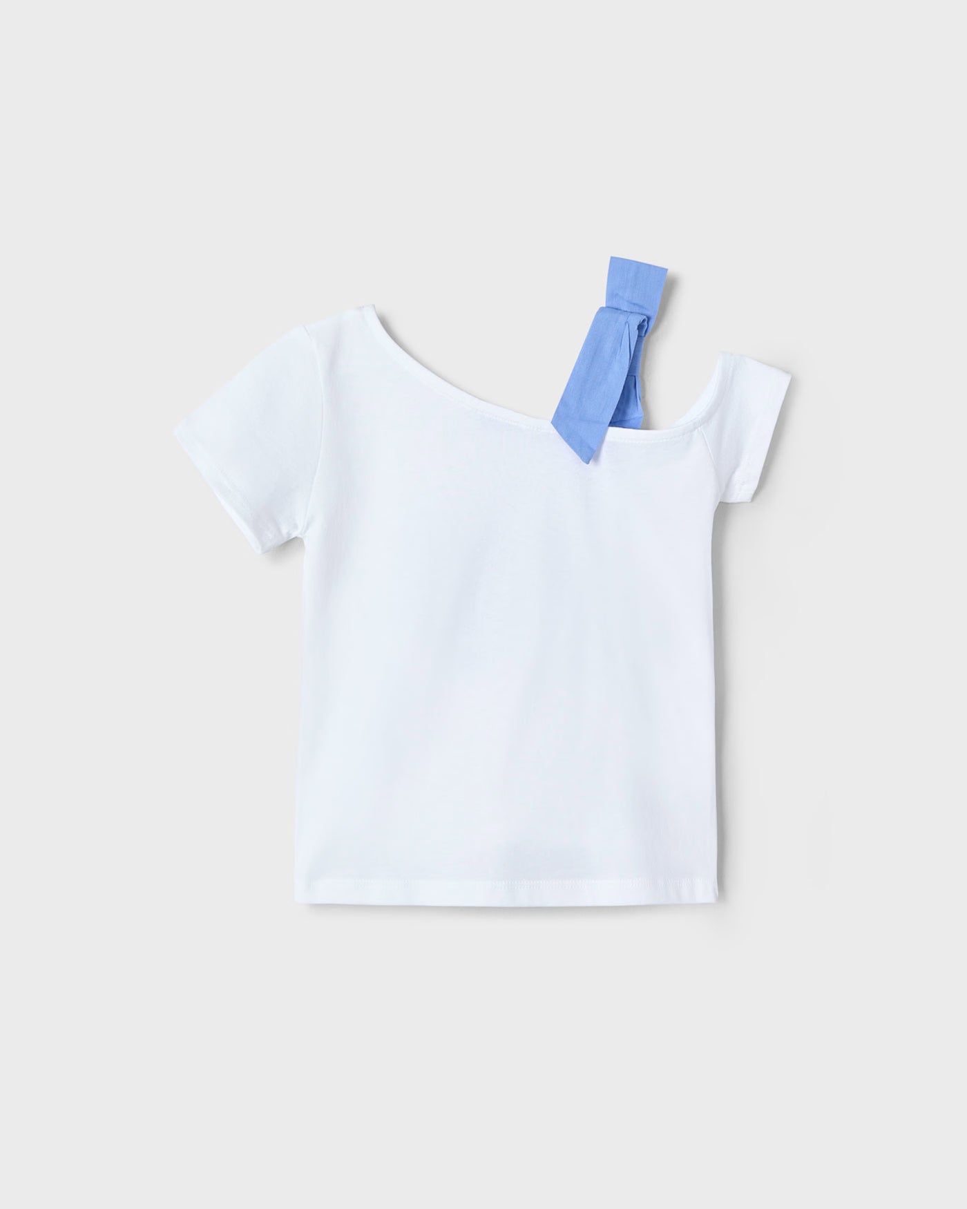 T-Shirt asimmetrica bambina Mayoral bianca grafica indaco Mayoral Bianco