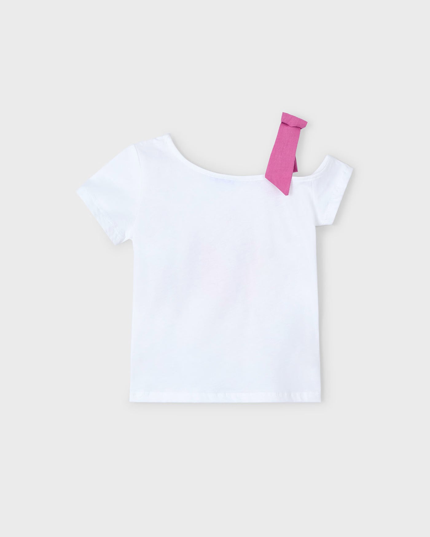 T-Shirt asimmetrica bambina Mayoral bianca grafica orchidea Mayoral Bianco