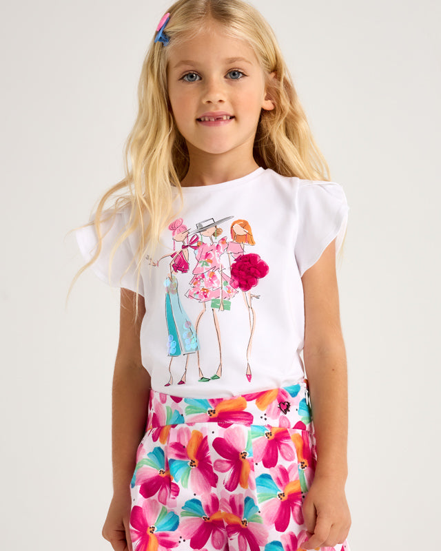 T-Shirt bambina Mayoral applicazini modelle magenta Mayoral Bianco