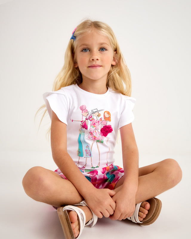 T-Shirt bambina Mayoral applicazini modelle magenta Mayoral Bianco