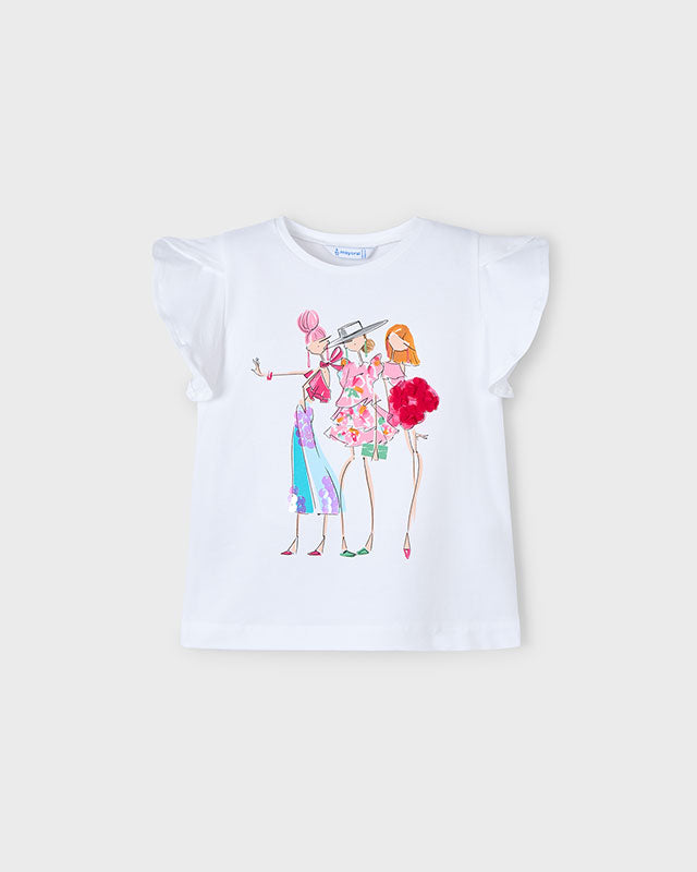 T-Shirt bambina Mayoral applicazini modelle magenta Mayoral Bianco