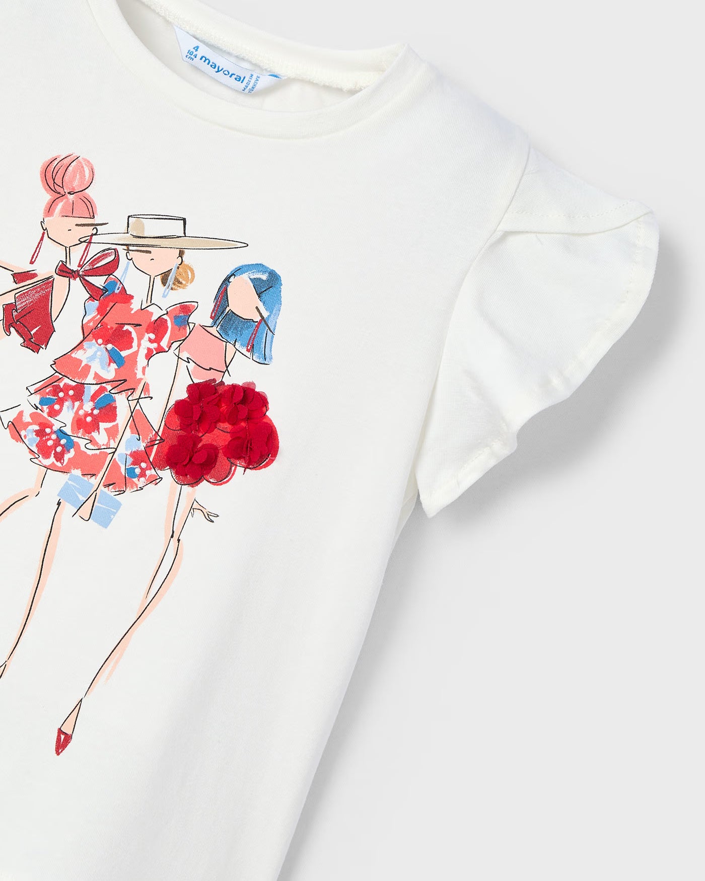 T-Shirt bambina Mayoral applicazini modelle rosso e blu Mayoral 2 Anni 92cm