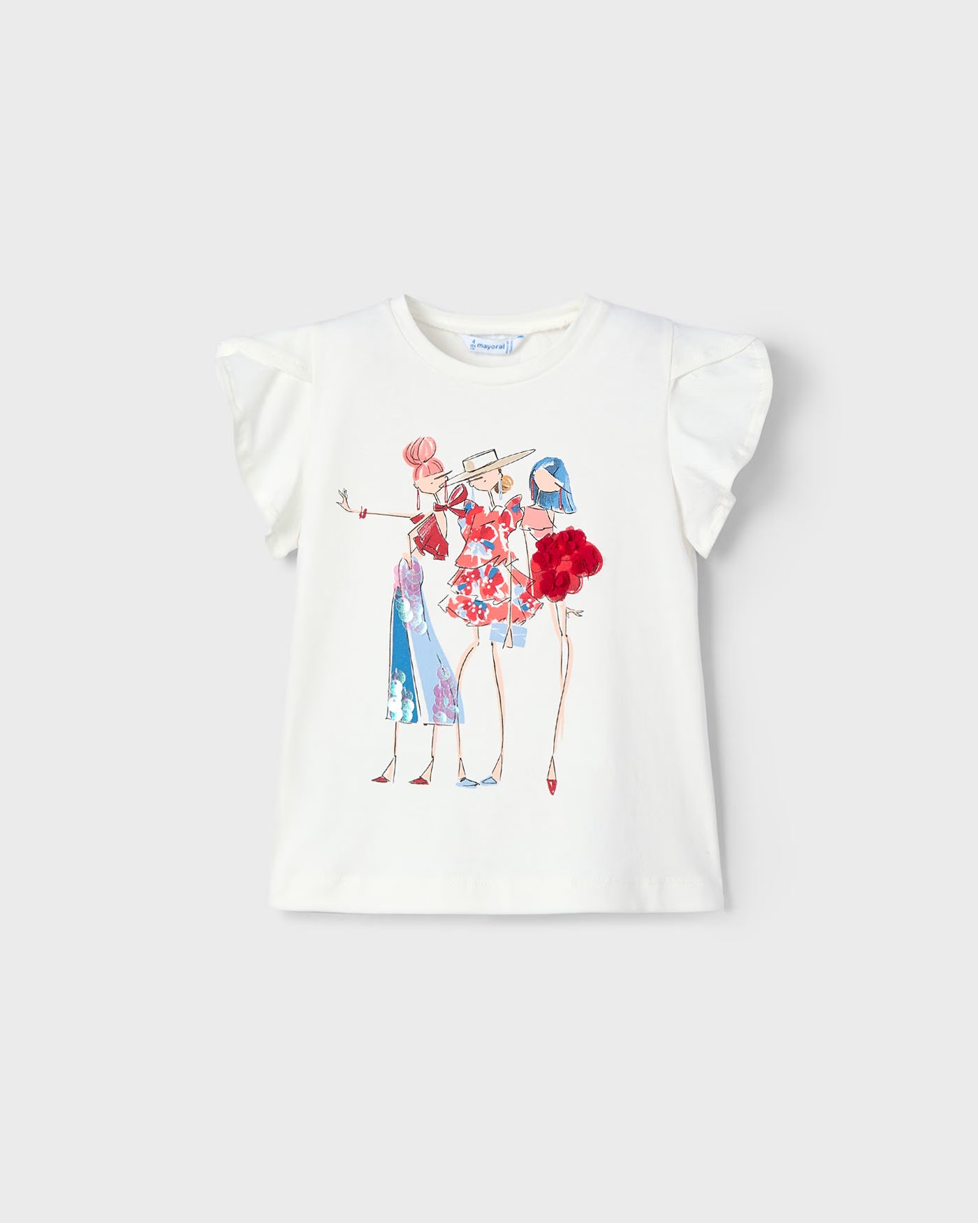 T-Shirt bambina Mayoral applicazini modelle rosso e blu Mayoral 2 Anni 92cm