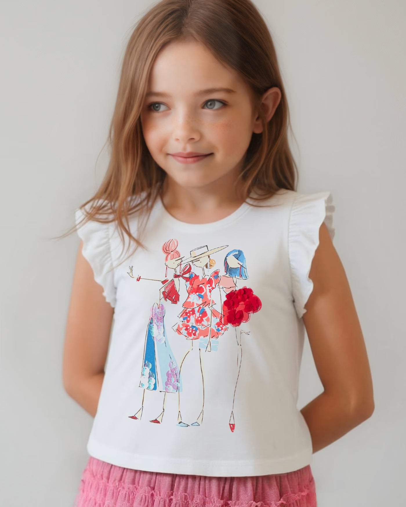 T-Shirt bambina Mayoral applicazini modelle rosso e blu Mayoral 2 Anni 92cm