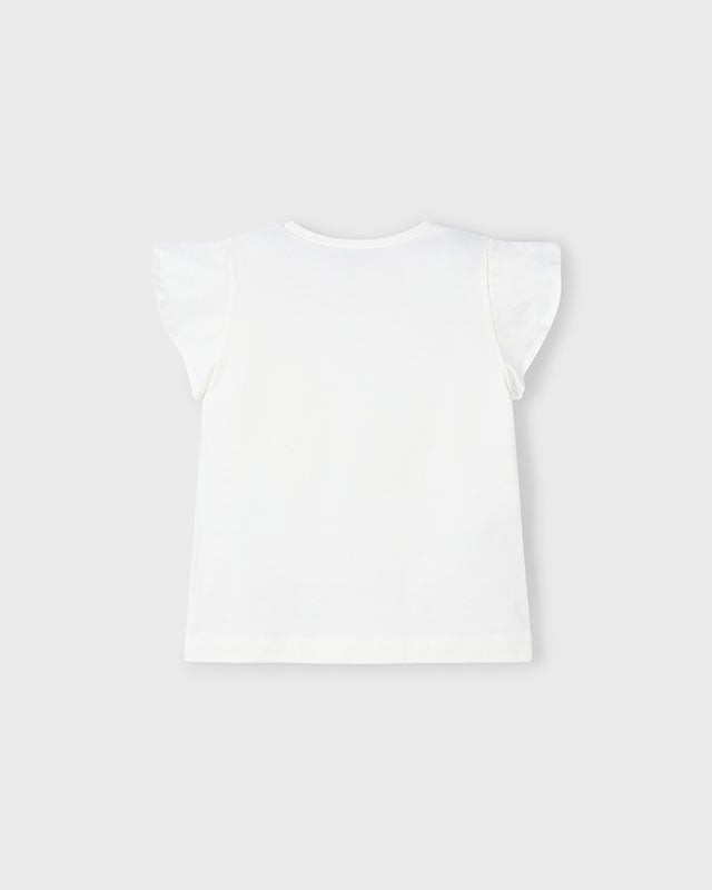 T-Shirt bambina Mayoral applicazini paillettes fiori panna Mayoral Panna