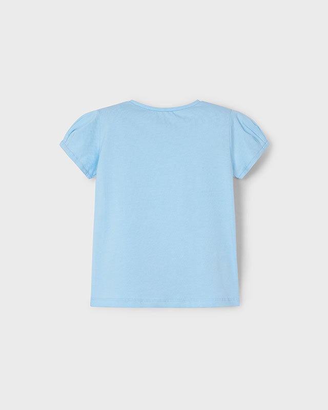 T-Shirt bambina Mayoral fiocchi plumetis azzurra cielo Mayoral Azzurro