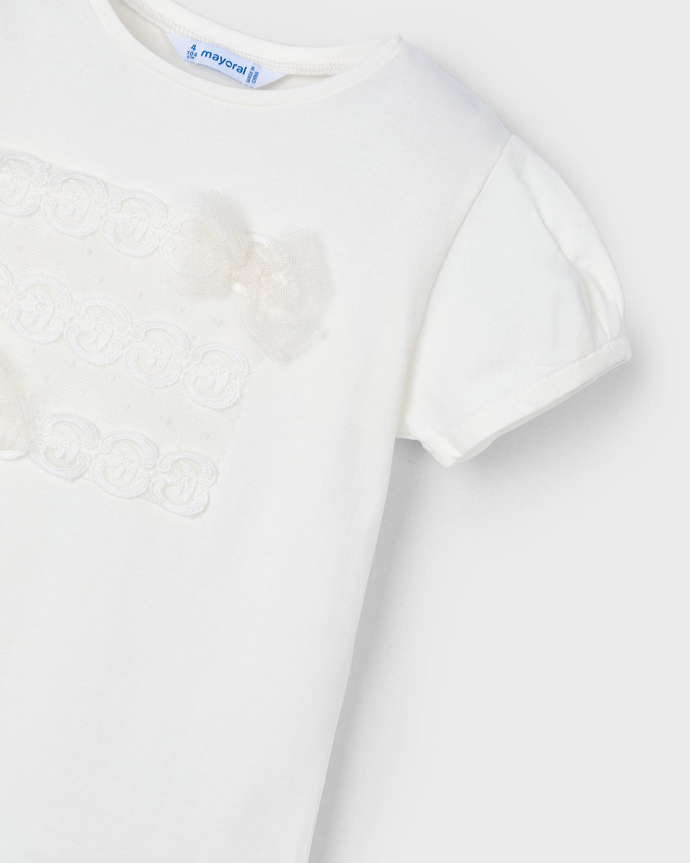 T-Shirt bambina Mayoral fiocchi plumetis panna Mayoral Panna