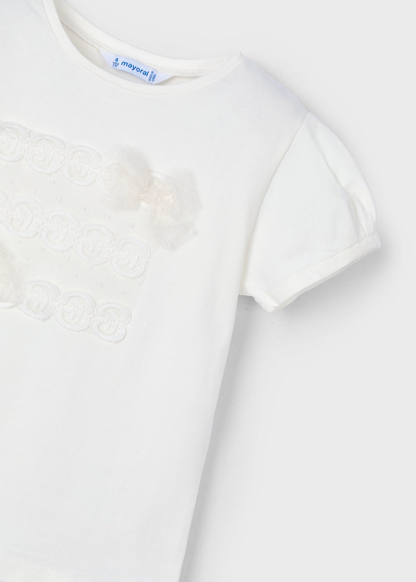 T-Shirt bambina Mayoral fiocchi plumetis panna Mayoral Panna
