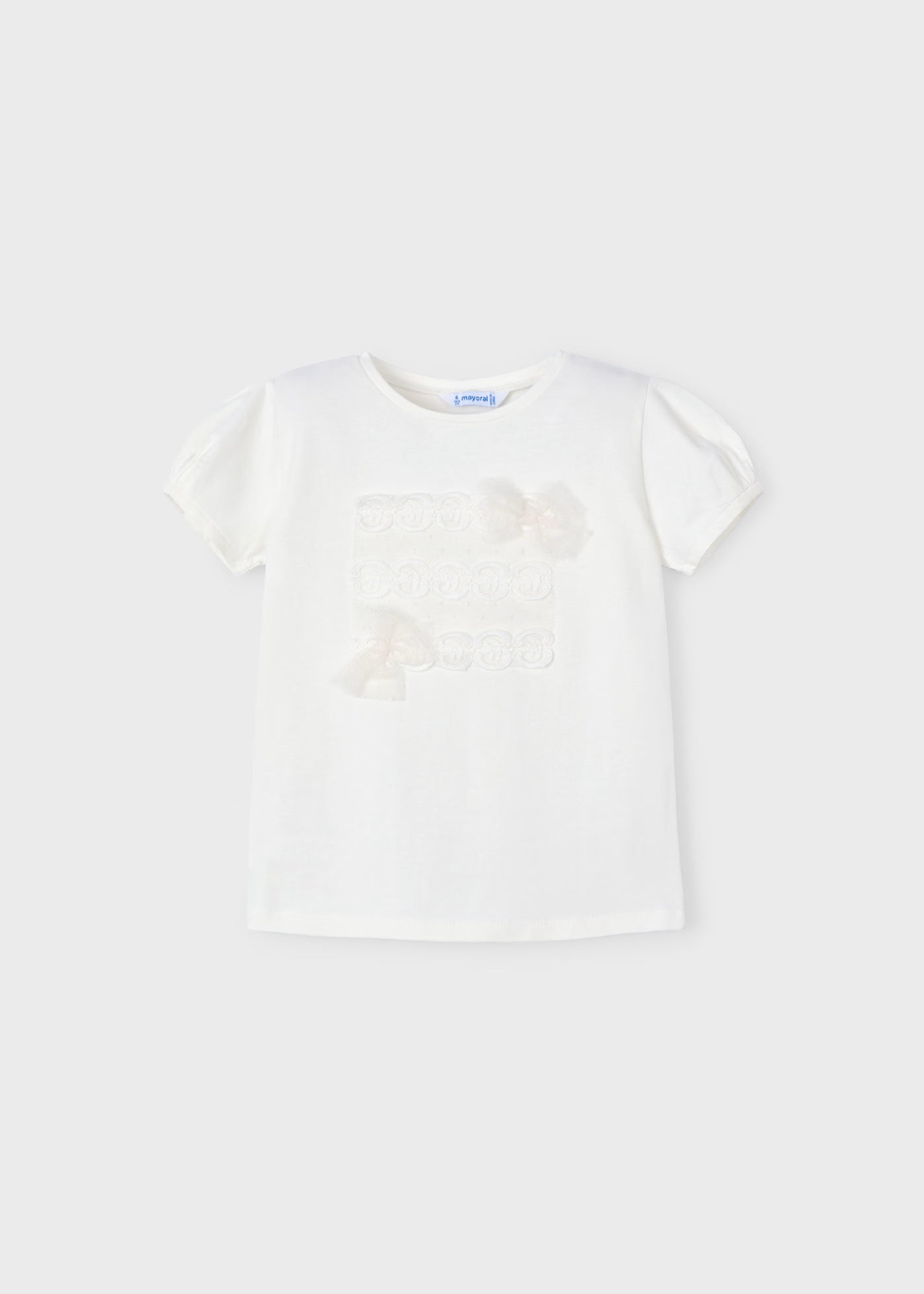 T-Shirt bambina Mayoral fiocchi plumetis panna Mayoral Panna