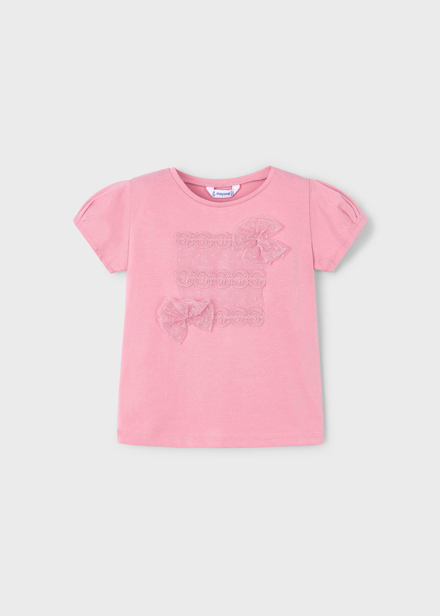 T-Shirt bambina Mayoral fiocchi plumetis rosato Mayoral 2 Anni 92cm