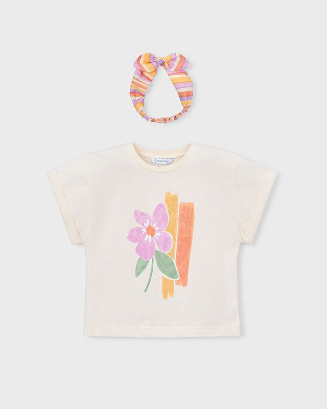 T-shirt bambina floreale Mayoral con fascia capelli Mayoral 2 Anni 92cm
