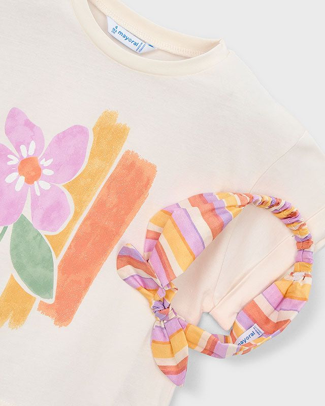 T-shirt bambina floreale Mayoral con fascia capelli Mayoral 2 Anni 92cm