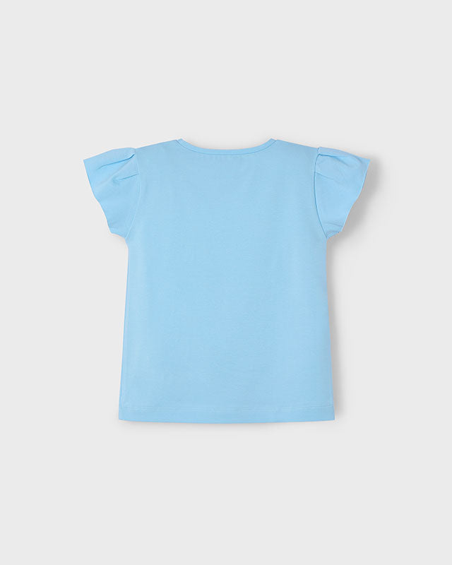 T-Shirt bambina Mayoral stampa floreale azzurro cielo Mayoral Azzurro