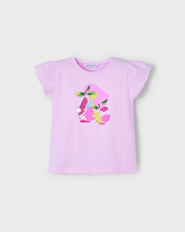 T-Shirt bambina Mayoral stampa frutta rosa malva Mayoral Rosa