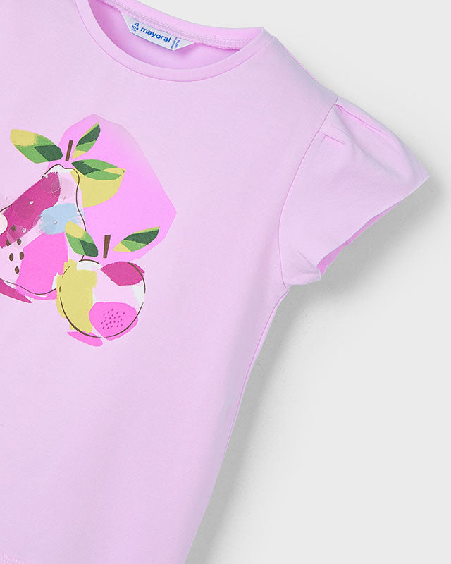 T-Shirt bambina Mayoral stampa frutta rosa malva Mayoral Rosa