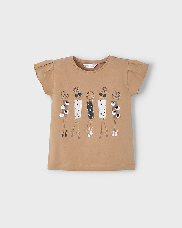 T-Shirt bambina Mayoral stampa Modelle Cannella Mayoral Beige