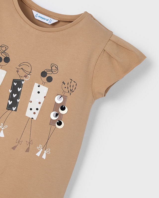 T-Shirt bambina Mayoral stampa Modelle Cannella Mayoral Beige