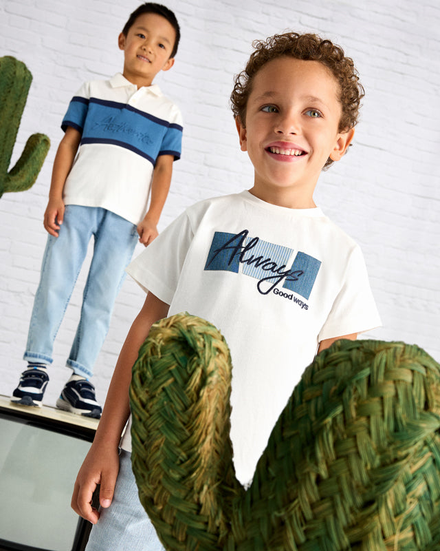 T-Shirt bambino Mayoral applicazione Always panna Mayoral Panna