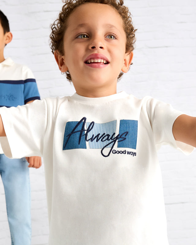 T-Shirt bambino Mayoral applicazione Always panna Mayoral Panna