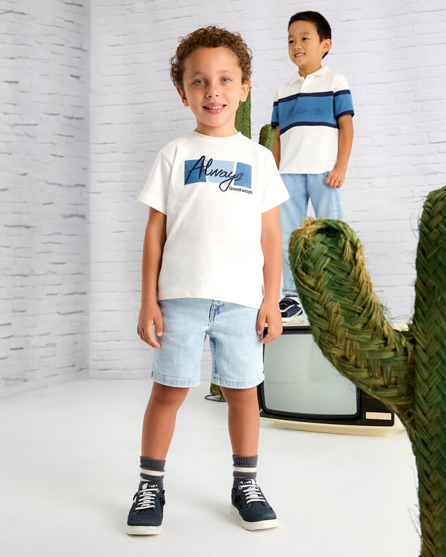 T-Shirt bambino Mayoral applicazione Always panna Mayoral Panna