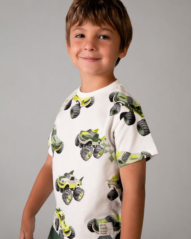 T-shirt bambino Mayoral - Stampa Monstertrack Verde Mayoral 2 Anni 92cm