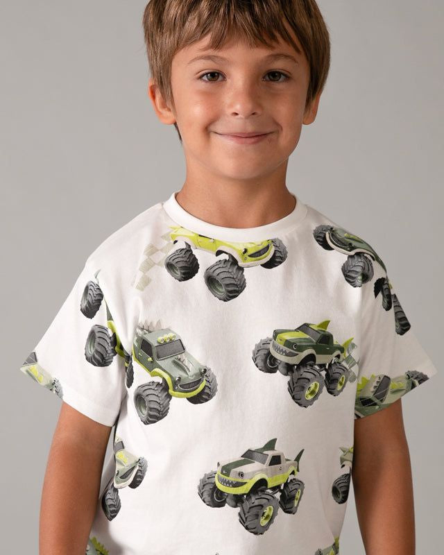 T-shirt bambino Mayoral - Stampa Monstertrack Verde Mayoral 2 Anni 92cm