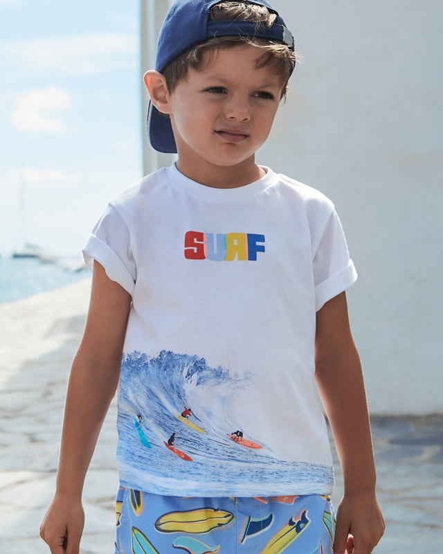 T-Shirt bambino Mayoral bianca stampa onda surf Mayoral Bianco