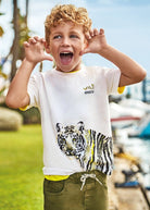 T-shirt bambino Mayoral cotone sotenibile "Wild" bianco - ErreGiModaBimbo