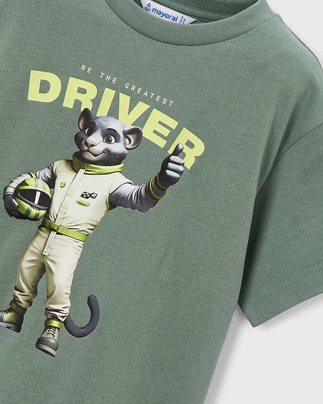 T-shirt bambino verde Mayoral con stampa driver puma Mayoral 2 Anni 92cm