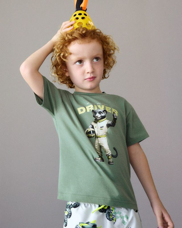 T-shirt bambino verde Mayoral con stampa driver puma Mayoral 2 Anni 92cm