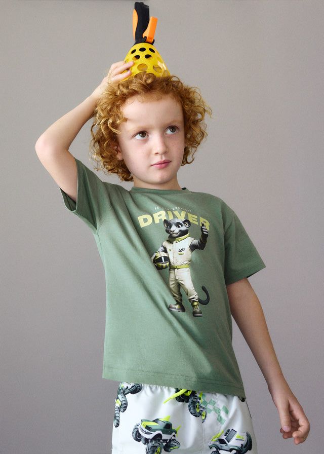 T-shirt bambino verde Mayoral con stampa driver puma Mayoral 2 Anni 92cm