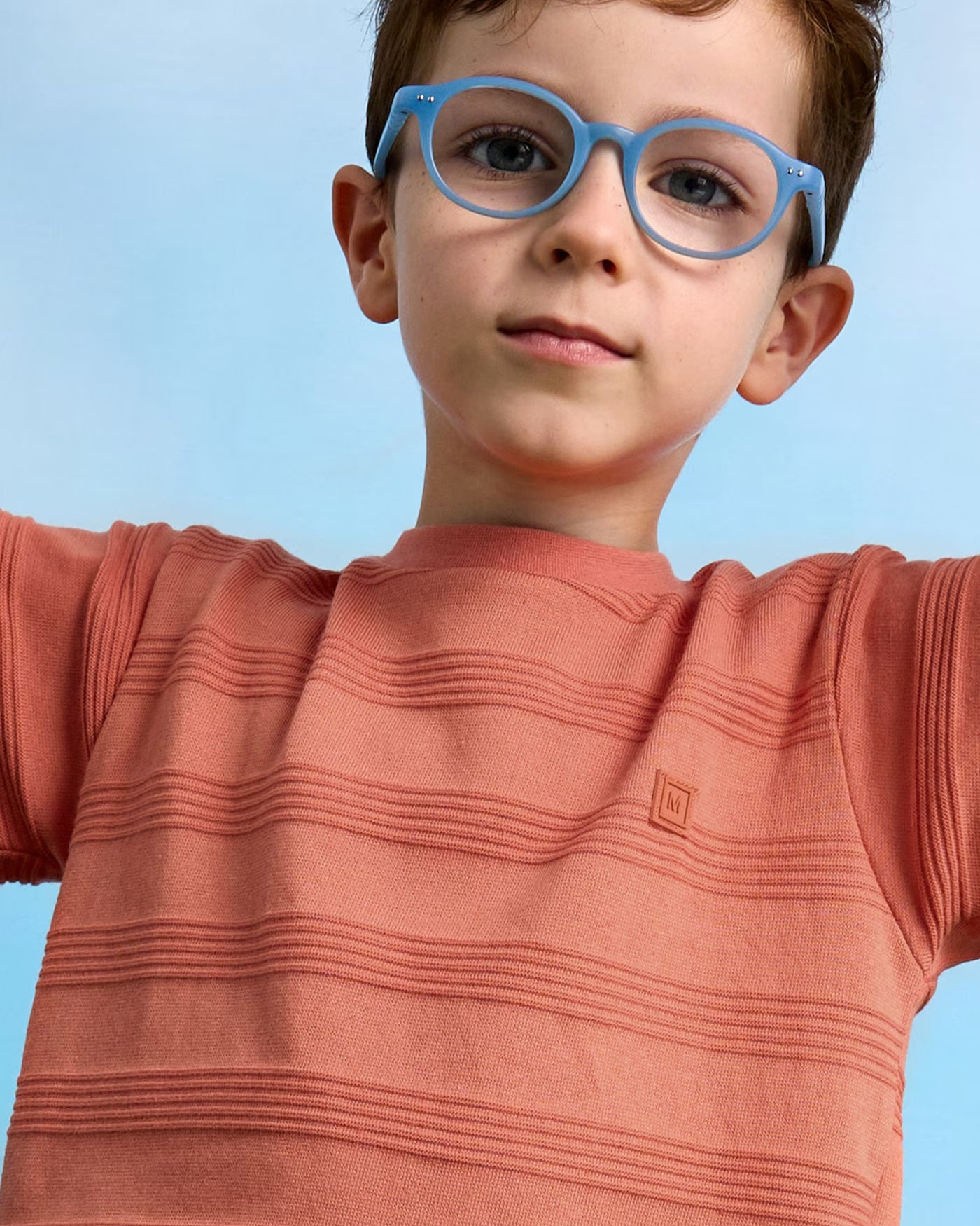 T-Shirt bambino Mayoral effetto righe bassorilievo color pesca Mayoral Mattone