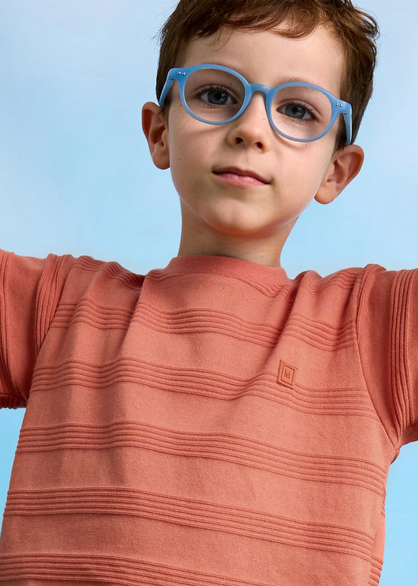 T-Shirt bambino Mayoral effetto righe bassorilievo color pesca Mayoral Mattone