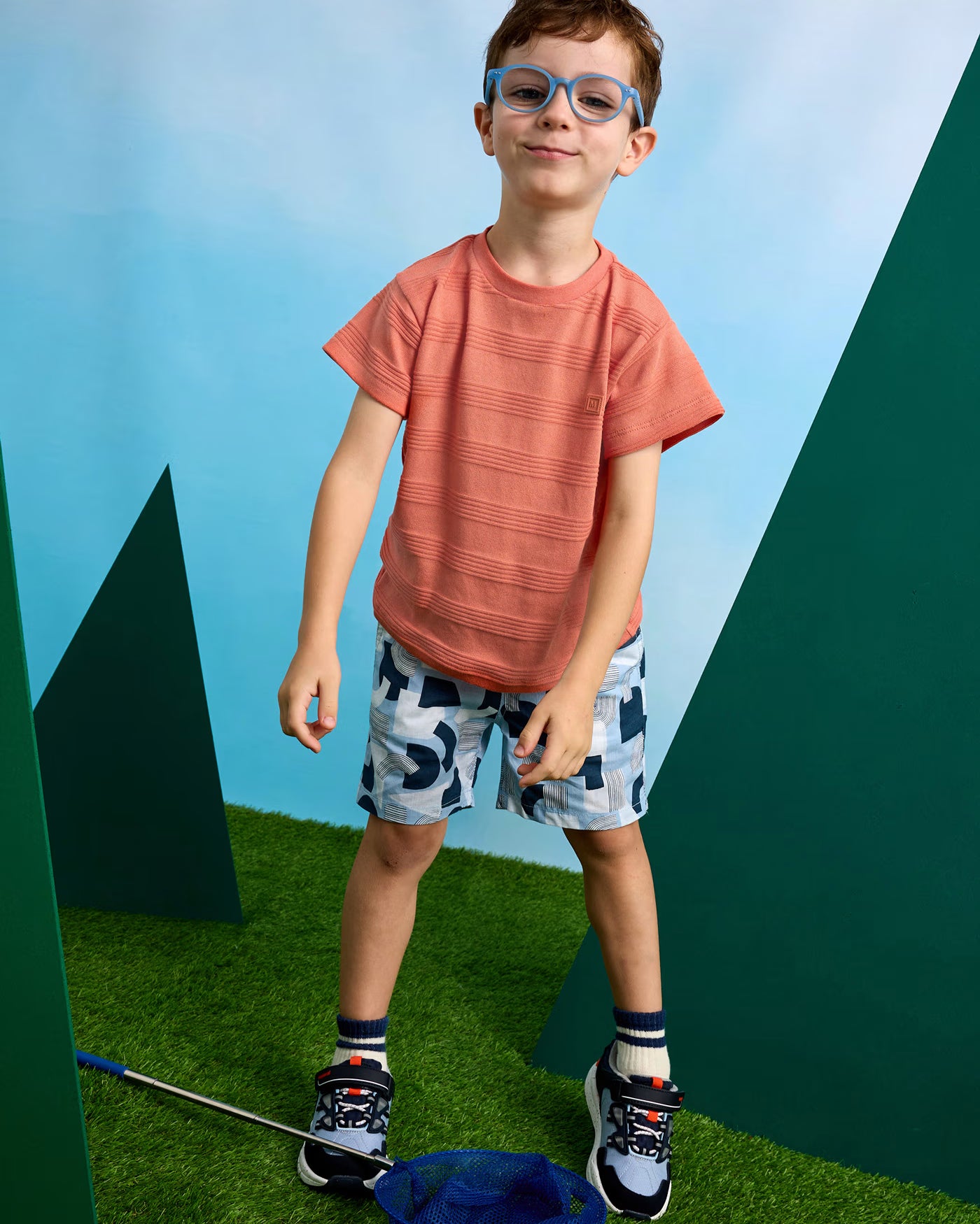 T-Shirt bambino Mayoral effetto righe bassorilievo color pesca Mayoral Mattone