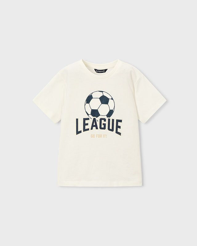 T-shirt bambino Mayoral panna con stampa 3D pallone Mayoral 2 Anni 92cm