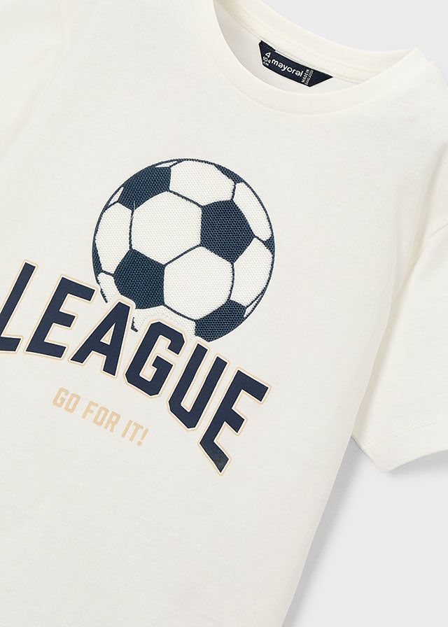 T-shirt bambino Mayoral panna con stampa 3D pallone Mayoral 2 Anni 92cm