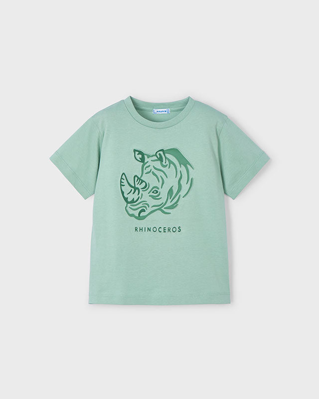 T-Shirt bambino Mayoral Rinoceronte bassorilievo verde alloro Mayoral Verde