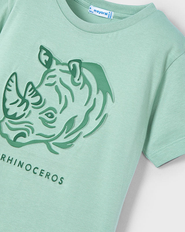 T-Shirt bambino Mayoral Rinoceronte bassorilievo verde alloro Mayoral Verde