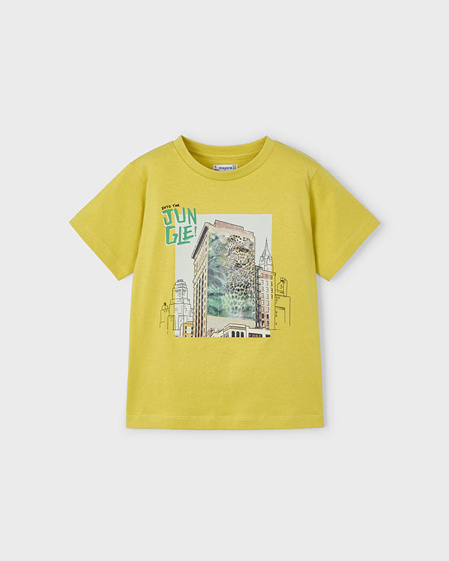 T-Shirt bambino Mayoral stampa lenticolare Leopardo gialla Mayoral Giallo