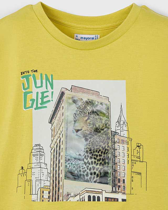 T-Shirt bambino Mayoral stampa lenticolare Leopardo gialla Mayoral Giallo