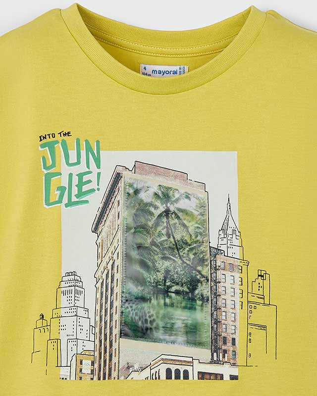 T-Shirt bambino Mayoral stampa lenticolare Leopardo gialla Mayoral Giallo