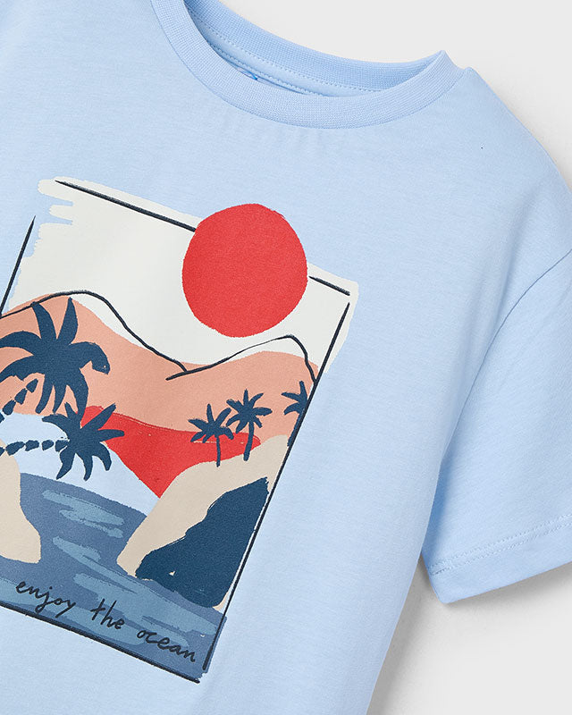 T-Shirt bambino Mayoral stampa paesaggio azzurra Mayoral Azzurro