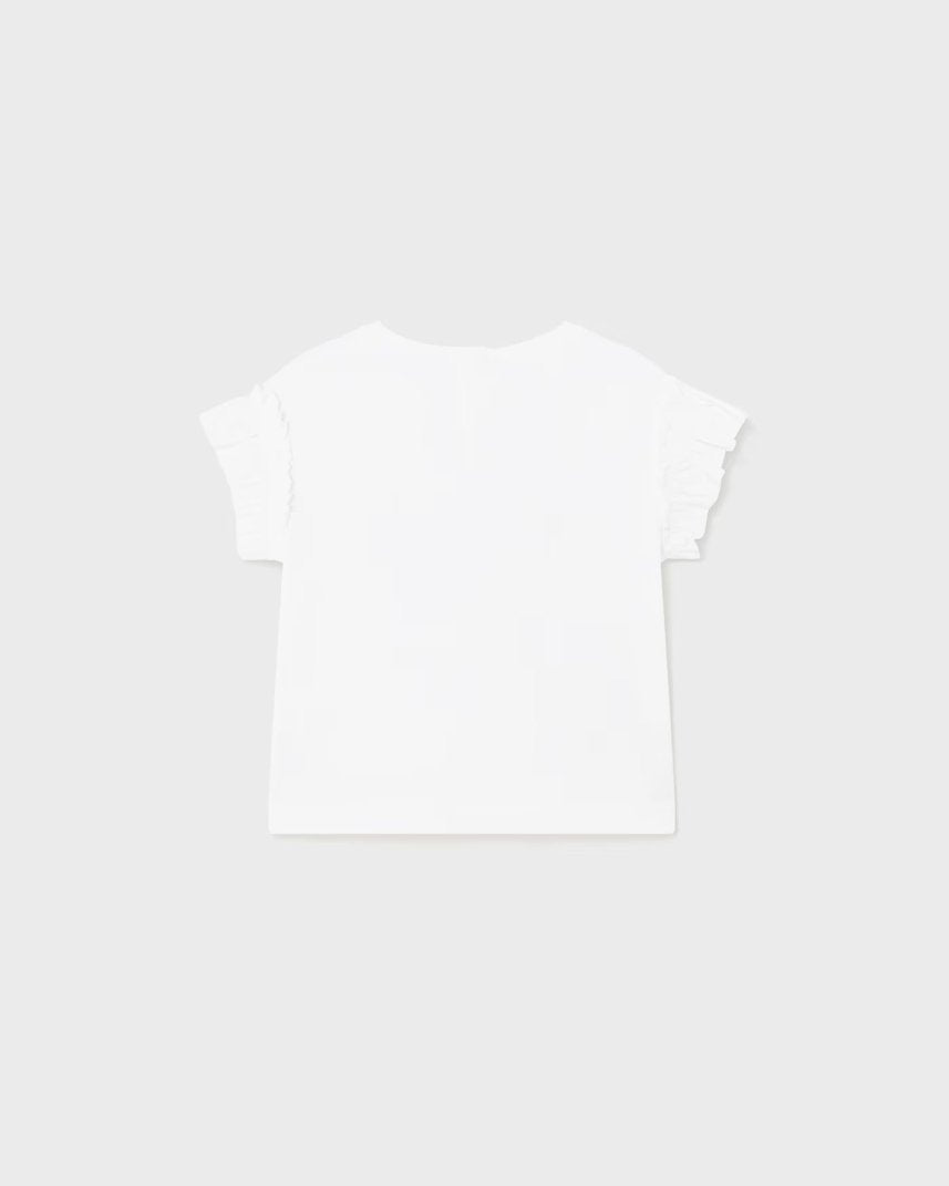 T-shirt bianca con applicazioni floreali neonata Mayoral Mayoral Bianco